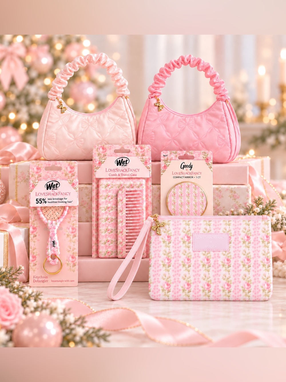 NWT LoveShackFancy 6pc Pink Holiday Beauty & Purse Gift Set